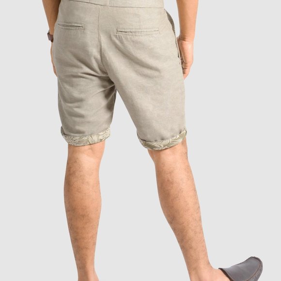 OLGYN Men’s Slim Fit Beige Bermuda Shorts - Picture 2 of 5